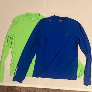 Lot of 2 Abercrombie & Fitch A&F Active Flourescent Long Sleeve T-Shirts Adult L